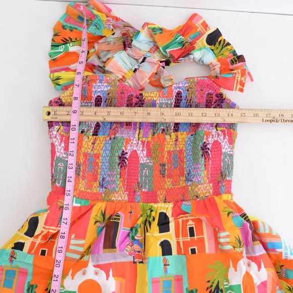 Alden Adair Mia Casablanca Red Orange Tropical Holiday Maxi Dress S  NTW - Picture 5 of 11